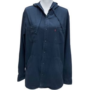 Levi's Levi Strauss & Co Men's Size XL Blue Denim Jacket Hoodie Button-Up Comfy‎